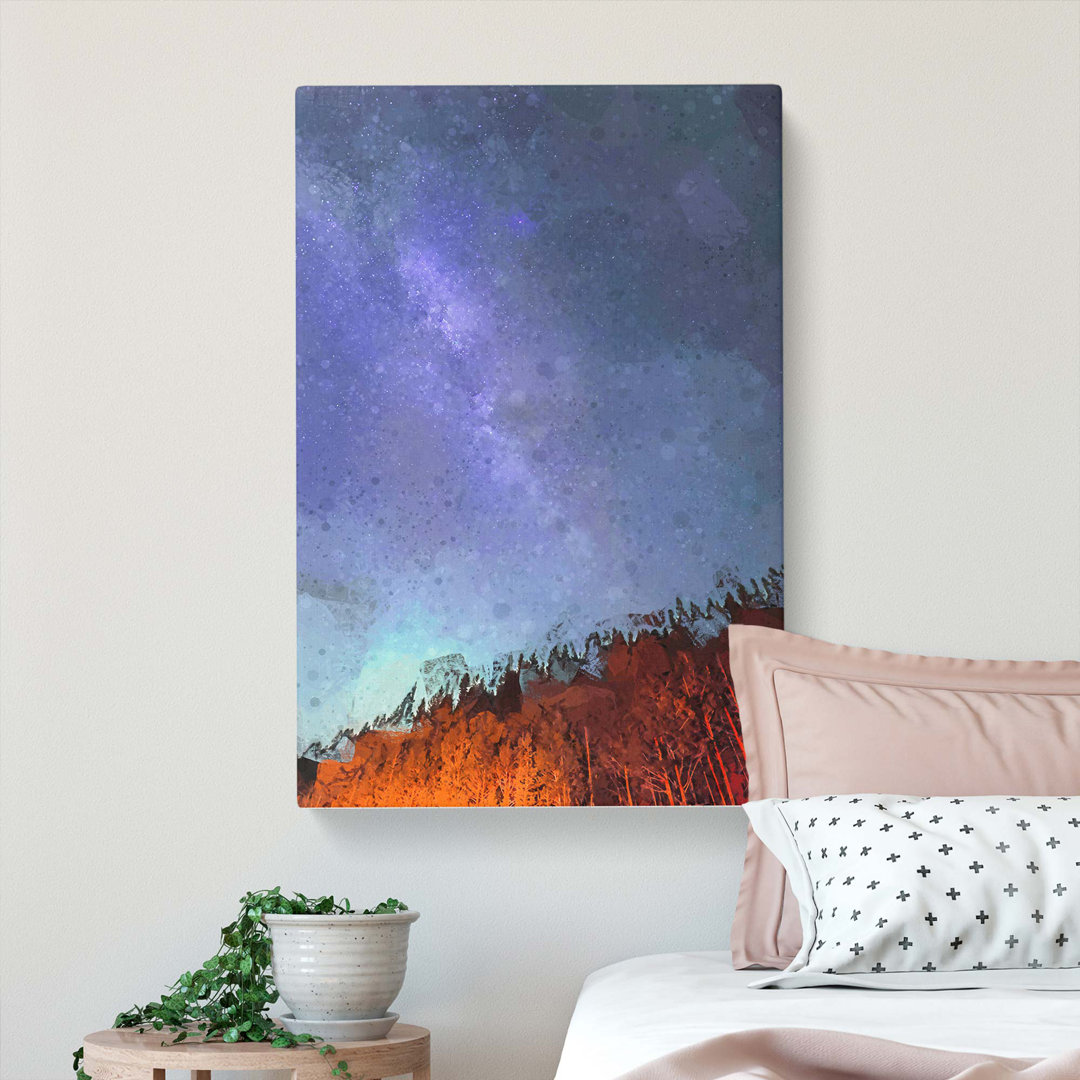 A Forest Beneath The Stars In Abstract - Wrapped Canvas