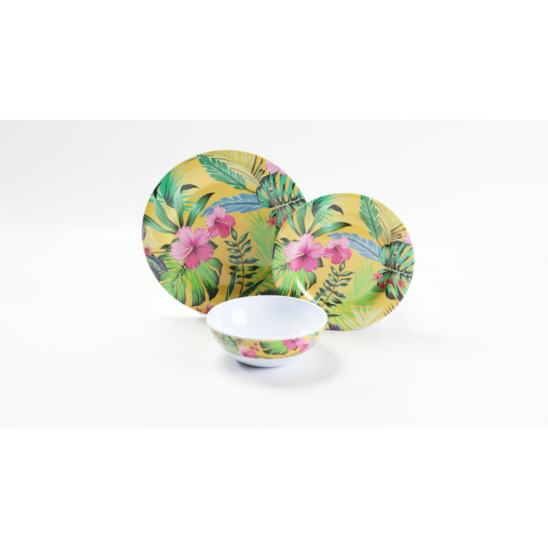 12pc Hawaiian Melamine Dinner Set