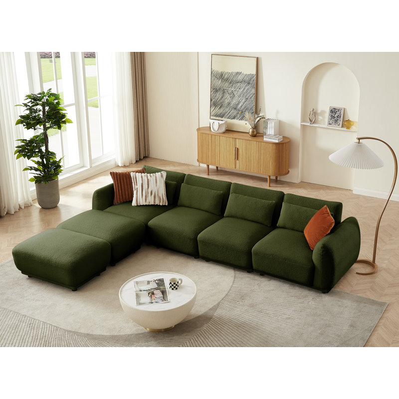 Canapé modulaire 2 pièces Emorie, Laine verte