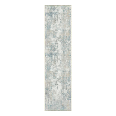 Modern Abstract Washable Rug in Blue