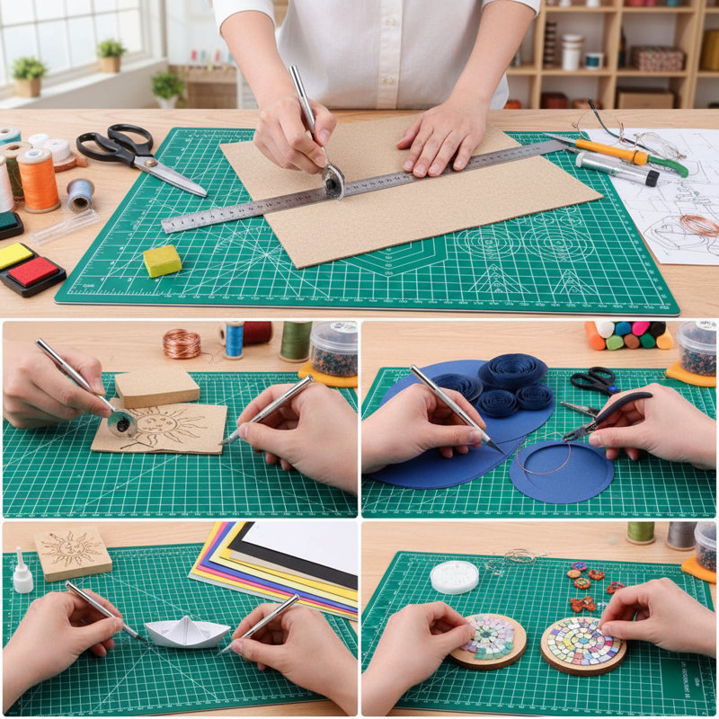 Tapis de couture autocicatrisant, tapis de coupe rotatif 12 po x 18 po, planche à découper double face à 5 plis pour l'artisanat de couture