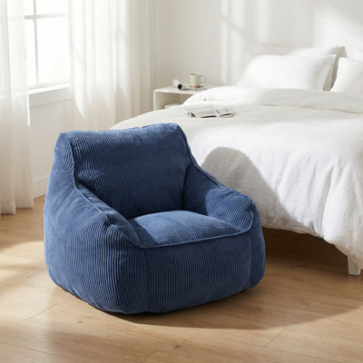 Grand fauteuil à billes en velours côtelé avec accoudoirs et rembourrage inclus pour adultes et adolescents, sièges confortables pour la chambre à coucher, le salon et les salles de jeux