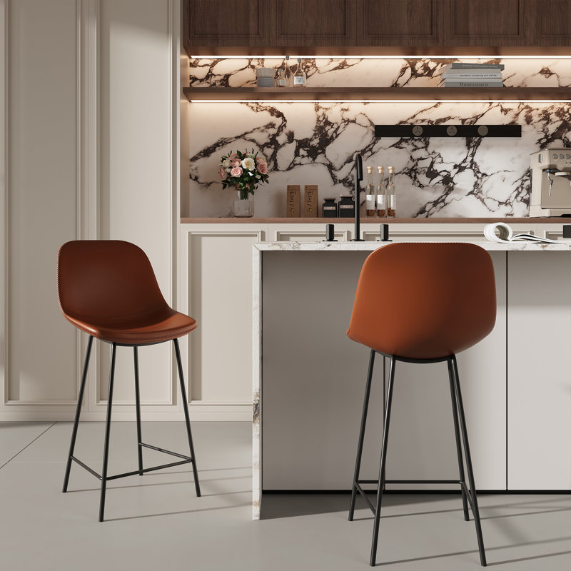 26'' Upholstered Leatherette Bar Stools & Counter Stools, Orange