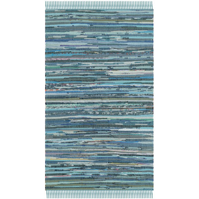 Tapis rayé en coton tissé à la main Bussard Rag