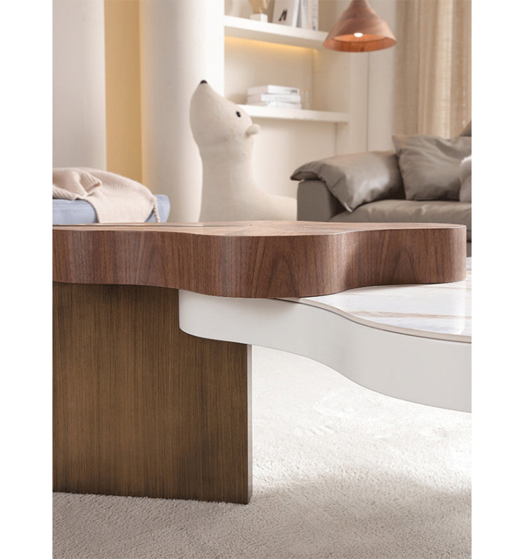 Italian Minimalist Irregular  3-set resistant Nesting Coffee Tables, 15.7" H x 63" L x 39.37" D