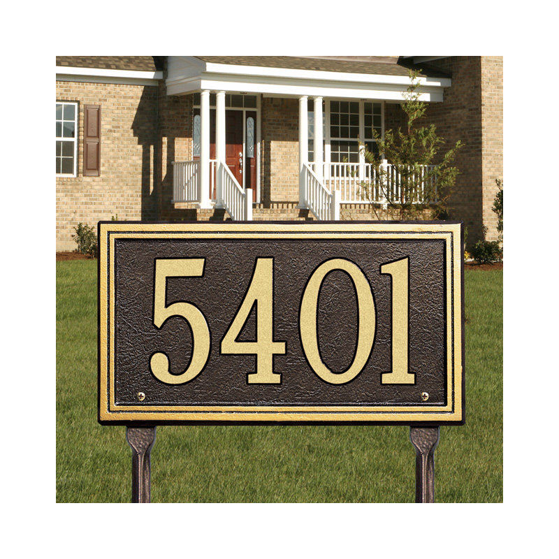 Double Line 1-Line Lawn Address Sign, Yes, Antique Copper
