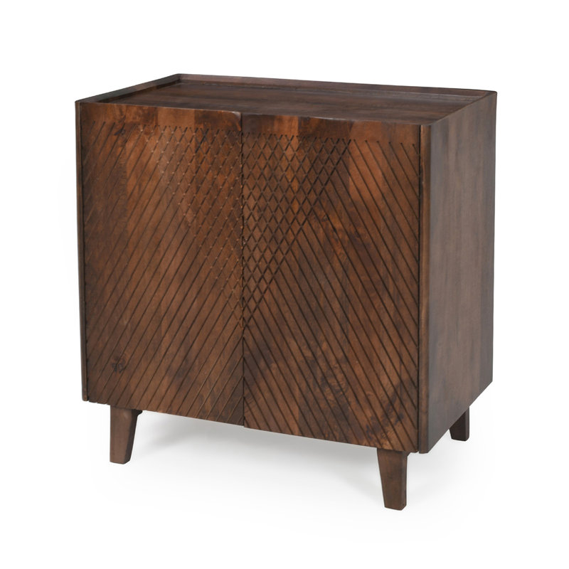 Armoire décorative avec rangement, armoire de rangement rustique avec design cannelé et tablette réglable, Miel