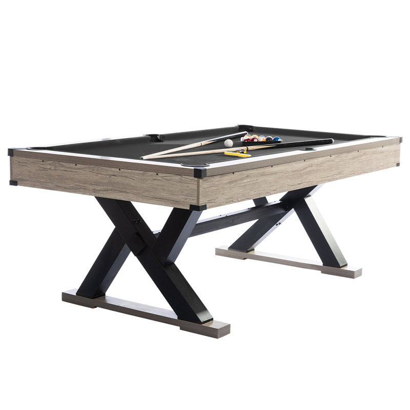 Table de billard de 7 pi pour adultes, ensemble complet de billard avec 2 queues, 16 boules, triangle, craie et brosse, fabrication de pieds en K, tissu professionnel