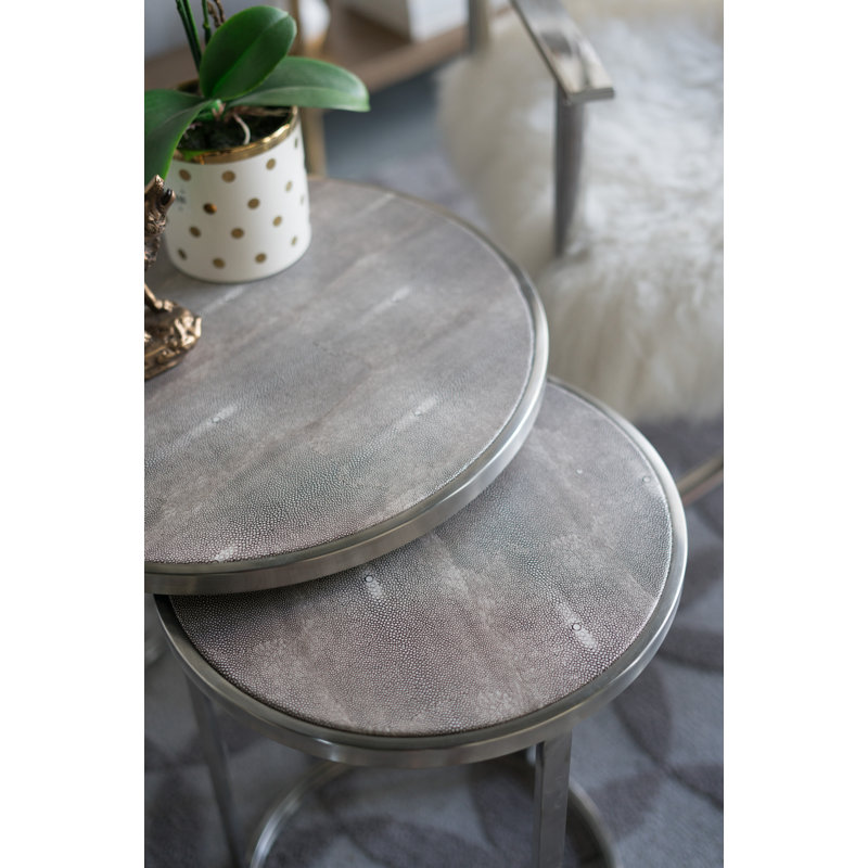 Hamdan Stainless Steel Tray Top Nesting Tables