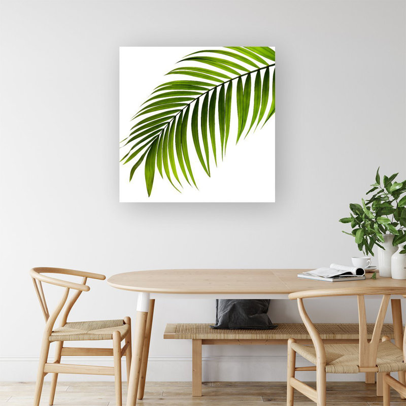 Single Palm Leaf - Wrapped Canvas Print, 30cm H x 30cm W x 3.8cm D