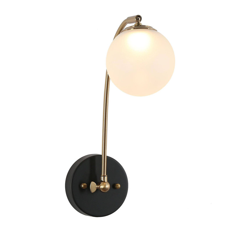 Iron Led Armed Wall Sconces Frosted Globe Glass Shade