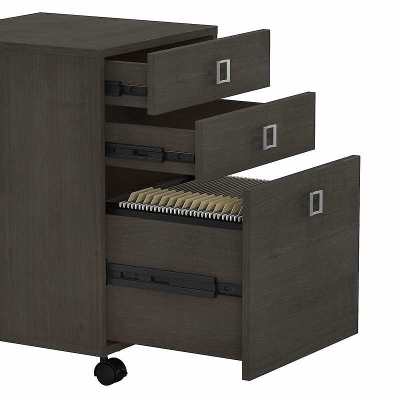 Ensemble de bureau d'ordinateur avec huche 3 pièces Echo, Érable gris anthracite