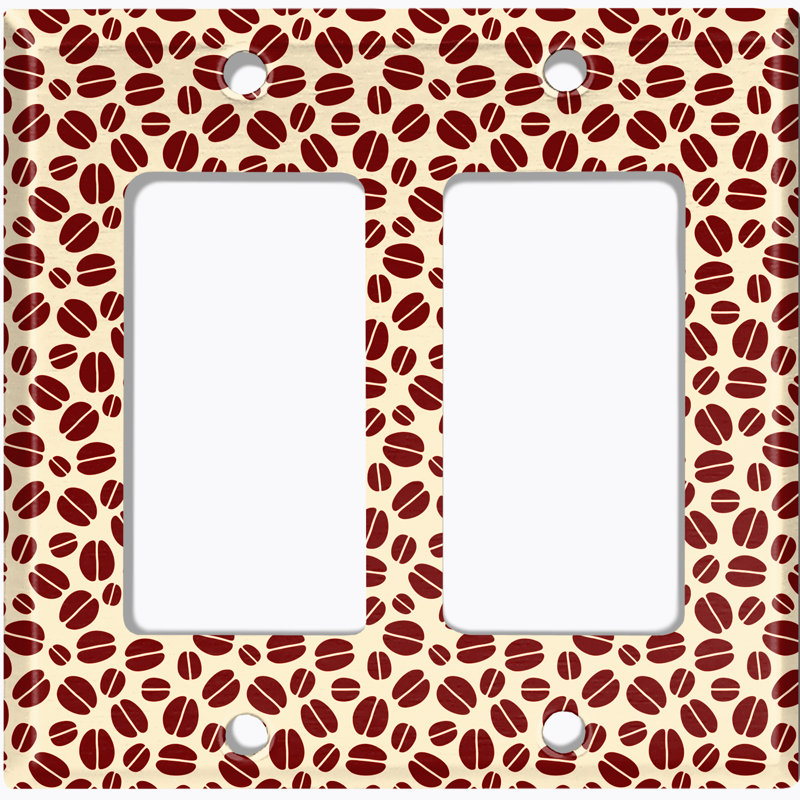 Metal Light Switch Plate Outlet Cover (Coffee Beans Brown Cream - Double Rocker)