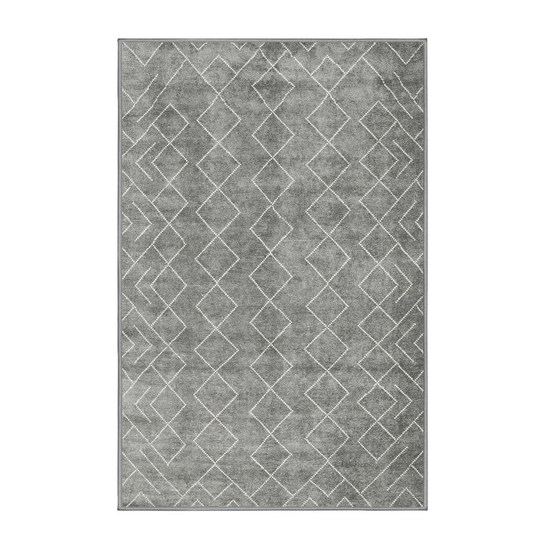Tapis contemporain gris / noir, Rectangle 5 pi x 7 pi