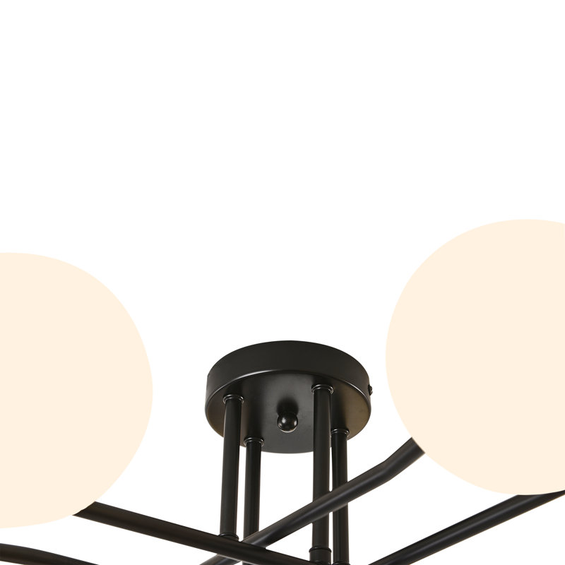 Plafonnier semi-encastré 8 lumières Spoutnik, Noir mat