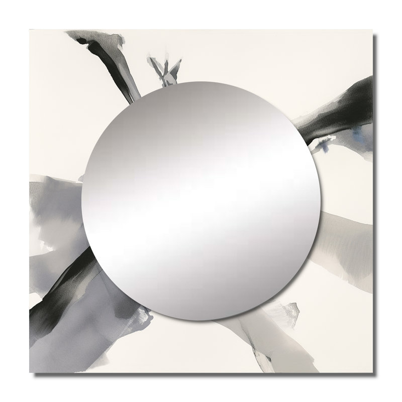 Alegandra - Miroir carré abstrait à formes abstraites neutres III pour décoration murale, 36 po x 36 po