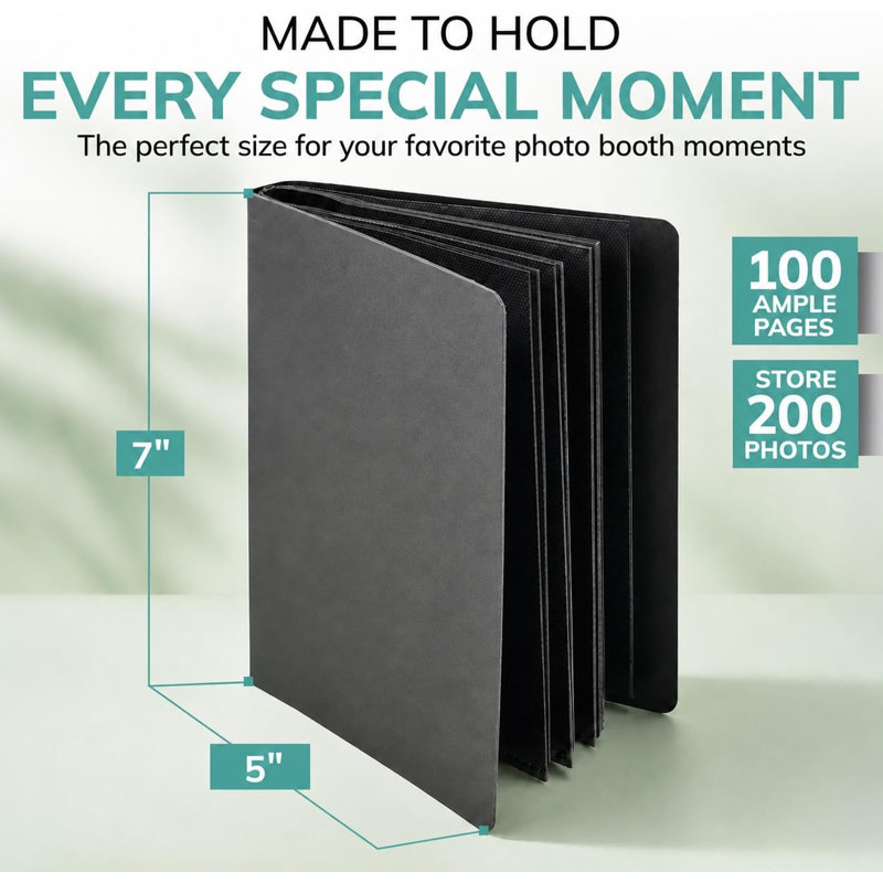 Album photo noir 2" x 6", 100 pages, peut contenir 200 bandes de photos de photomaton avec pochettes transparentes