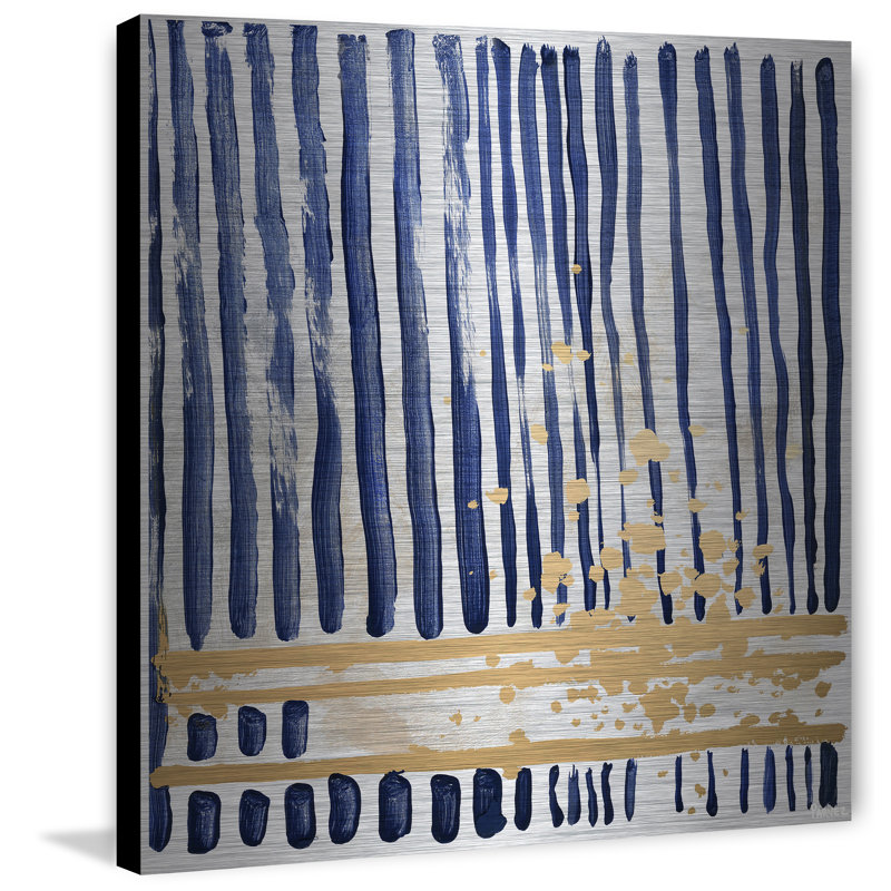 «Blue Verticals» par Parvez Taj - reproduction d'art, H 48 po x l 48 po x P 1,5 po, Métal