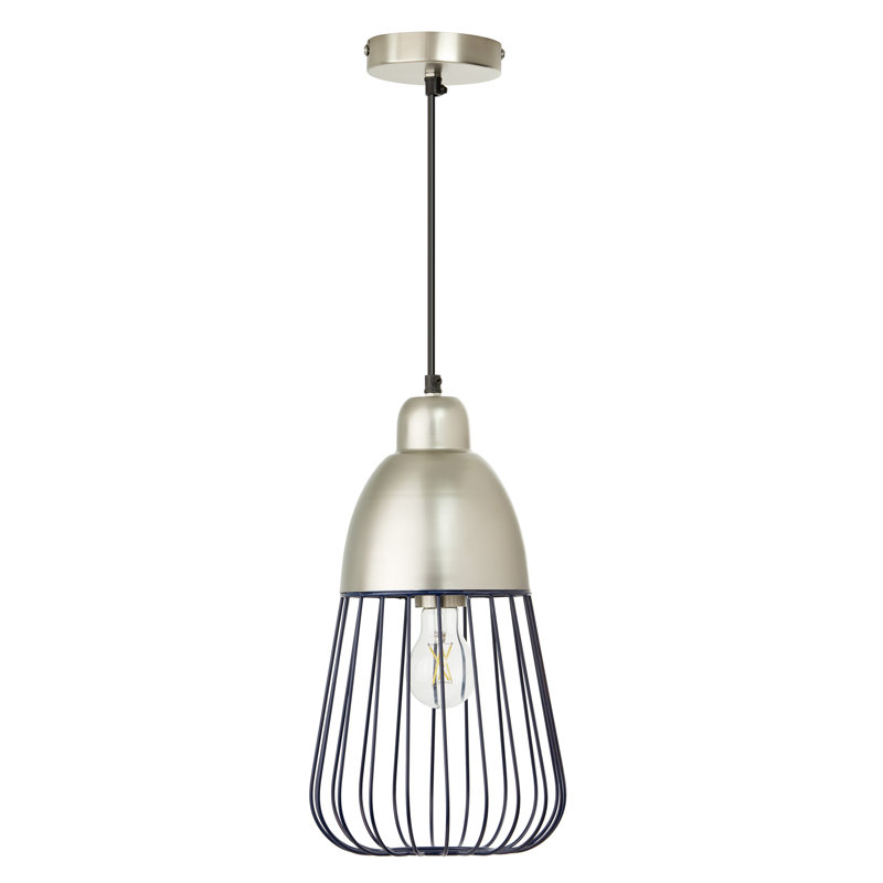 Luminaire suspendu 8,25 po Taylor, Argent, Bleu foncé