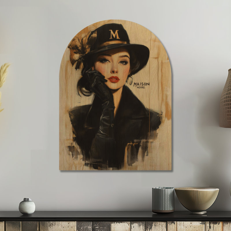Maison Noire Muse - Art mural en bois arqué à la mode, H 32 po x l 24 po, Arche