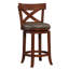 Tabouret de comptoir pivotant rembourré de 66 cm (26 po) avec cadre en bois massif et siège en similicuir pour la cuisine (ensemble de 4)-122554616-129071121-122162265