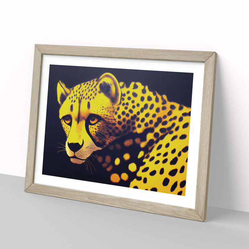 Striking Cheetah - Framed Print, 46cm H x 64cm W x 2cm D, Oak