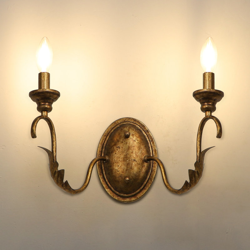 Applique murale rétro à 2 lumières à intensité variable, Laiton antique