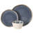 Gibson Elite Algeria River Plates and Bowls Sets, 12-Piece Stoneware Dinnerware Sets, Reactive Glaze Dish Set - Blue