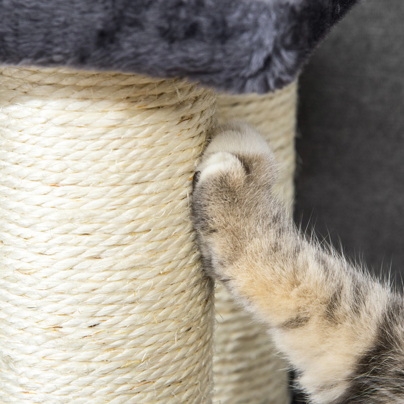 Arbre pour chat en forme d'escalier, gris, 4 marches avec grattoir pour chats et chiens