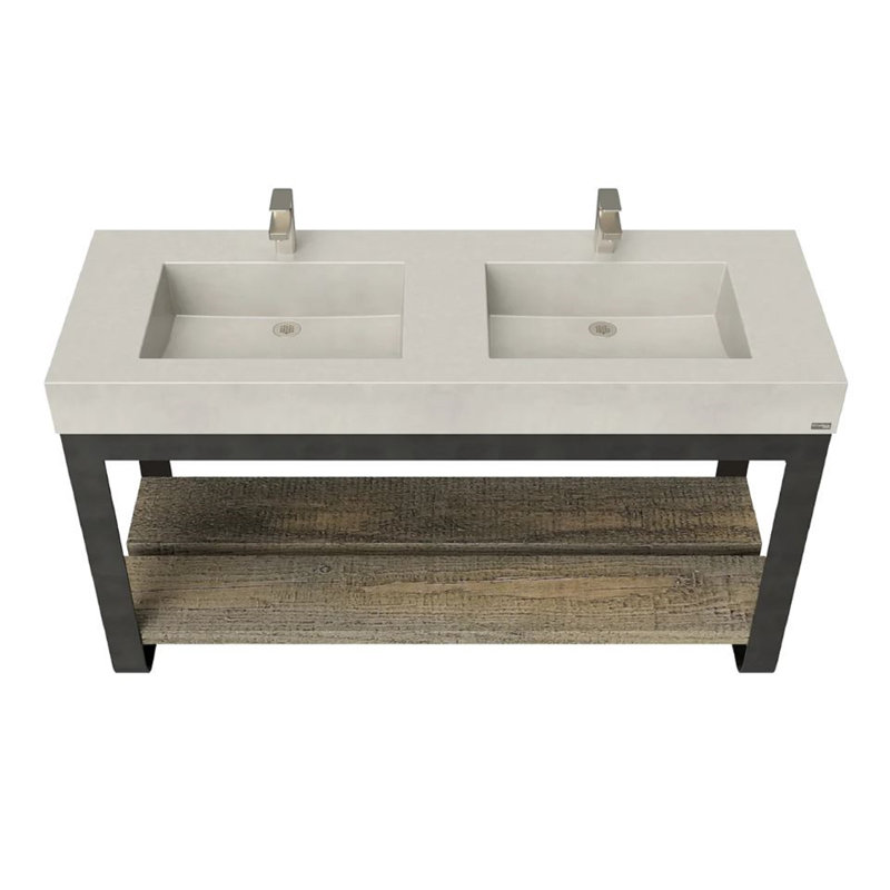 Outland 60'' W Double Vanity, Beach, 2 Single Hole, Polished Chrome