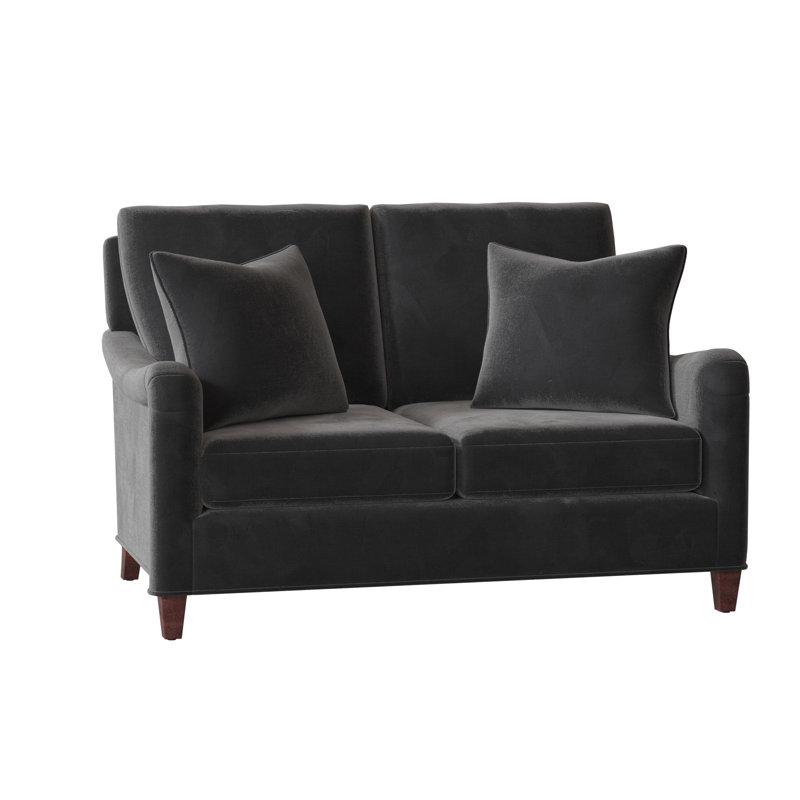 Smythe 57" Rolled Arm Loveseat with Reversible Cushions, Charcoal, 9401 Ivory