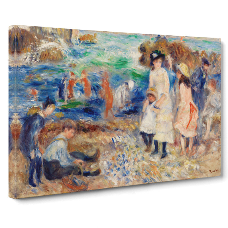 Children On The Seashore by Pierre-Auguste Renoir - Wrapped Canvas Painting, 35cm H x 50cm W x 3cm D