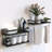 Wall-Mounted Floating Shelves Set Of 2, Rustic Wood Shelves With Tissue Rack & Towel Bar
