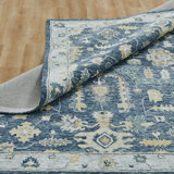 Sundara Botanique Indigo Crest Wool Hand-Tufted Area Rug