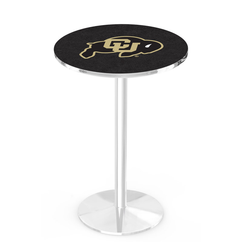 Round Metal Base Dining Table, Chrome, University of Colorado