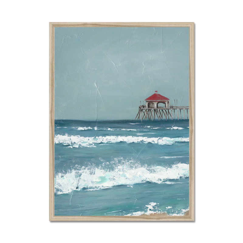 Fishing Pier Diptych I 1 Piece Painting, 80cm H x 55cm W, Natural Wood Framed Paper Print