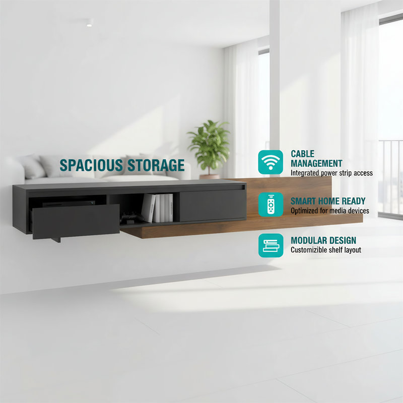 Modern Tv Stand With Led Lighting And Storage Functionality, Suitable For Living Rooms And Bedrooms., Black
