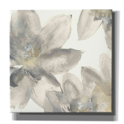 «Gray and Silver Flowers I» par Chris Paschke, impression sur toile Giclée