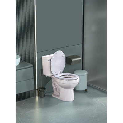 18" Stylish & Durable Mdf Glitter Coating Toilet Seat – Add A Touch Of Glamour To Your Bathroom Stylish Bathroom Accessory Luxury Toilet Seat (silver)