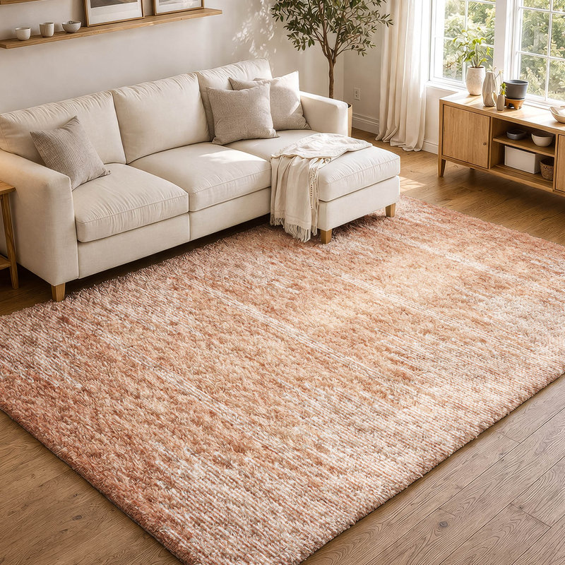 Tapis à poil long de qualité supérieure lavable à la machine ADS647, Salmon, 3' x 5'