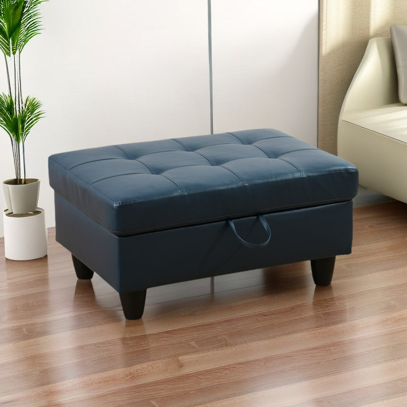 Faux Leather Upholstered Storage Bench, Powder