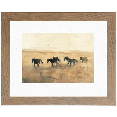 Western Horse Running Equine Art Sign Framed