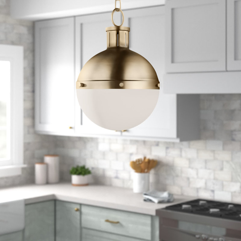Geoffrey 1-Light Globe Pendant with Steel Fixture, 22" H x 16" W x 16" D, No , Satin Bronze