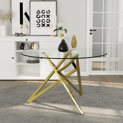 Gold And Glass Dining Table