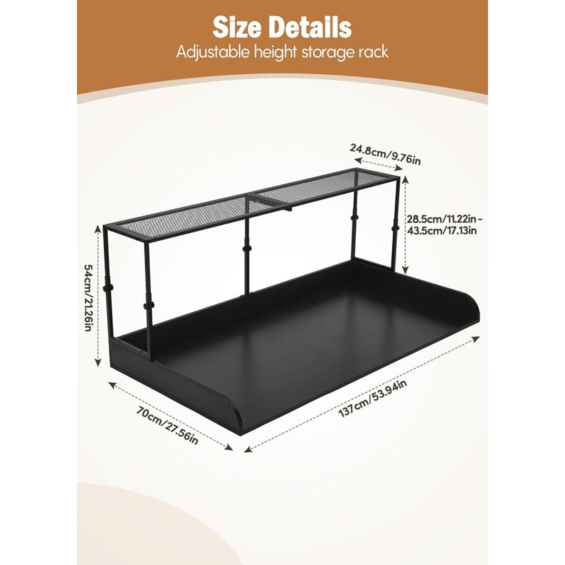 Washer Dryer Countertop With Adjustable Shelves, Universal Laundry Topper For Folding And Storage, Durable Mdf And Metal Frame For Laundry Room Organization