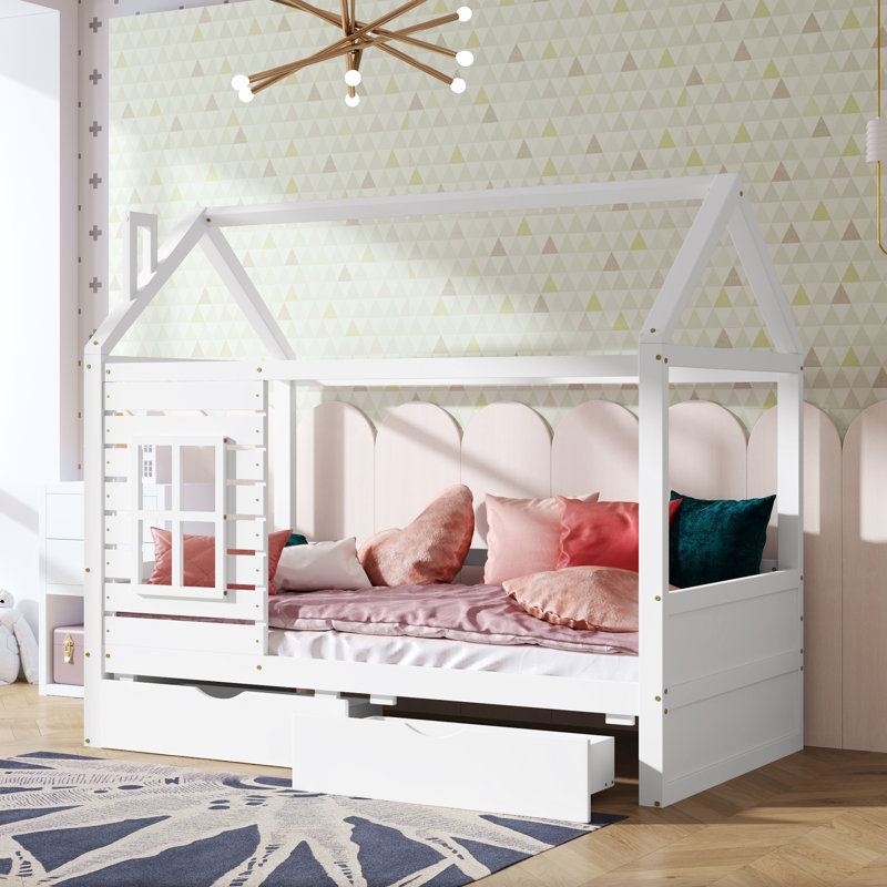 Lit pour enfant avec deux tiroirs Aito, Lit simple