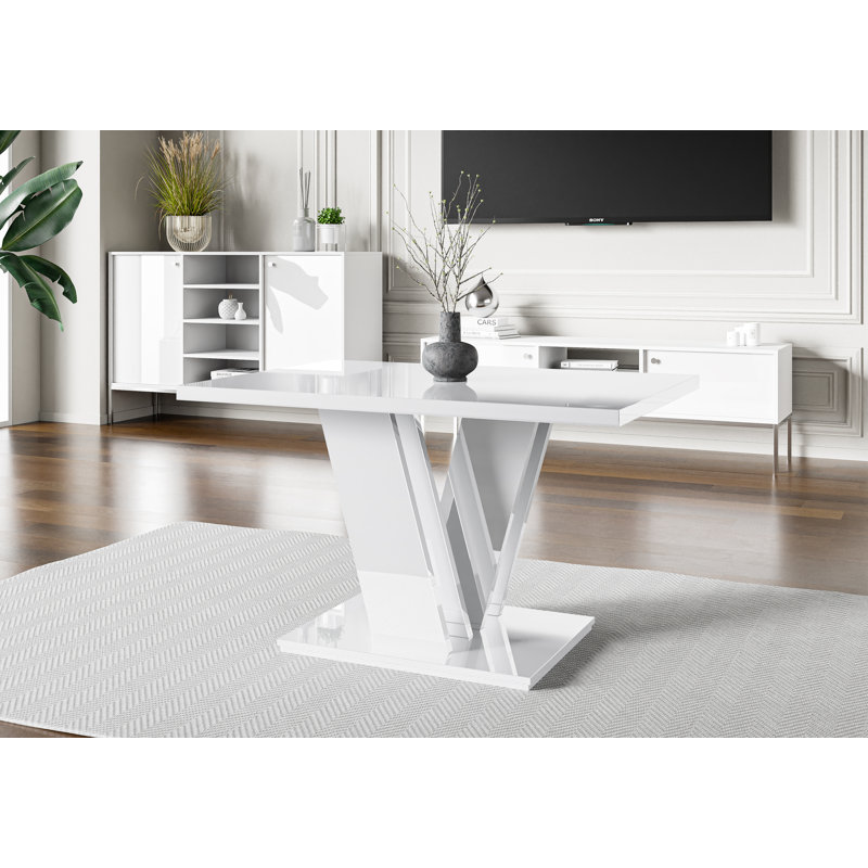 Masiv Cross Legs Coffee Table with Storage, White Gloss