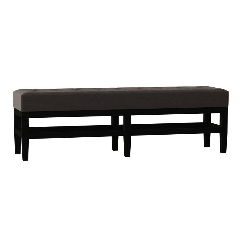 Galindo-White Upholstered Bench, Lola Black, Walnut