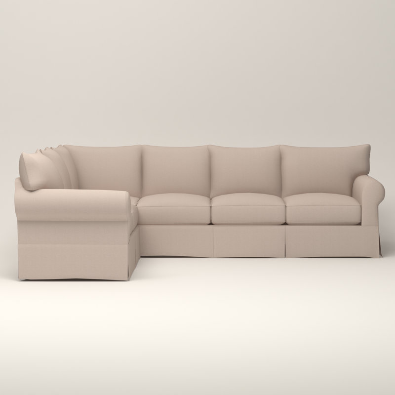 Amari Slipcovered Sectional with Sleeper Sofa, Right Hand Facing, Bayou Light Gray Canvas