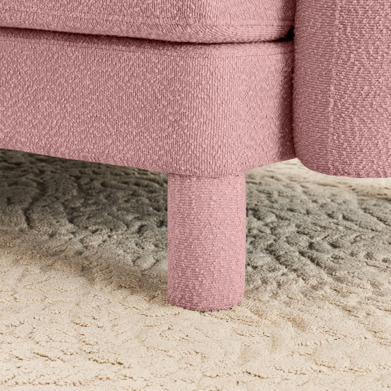 Canapé rose à 4 places en tissu bouclé moderne avec sièges à ressorts et revêtement respirant, Rose